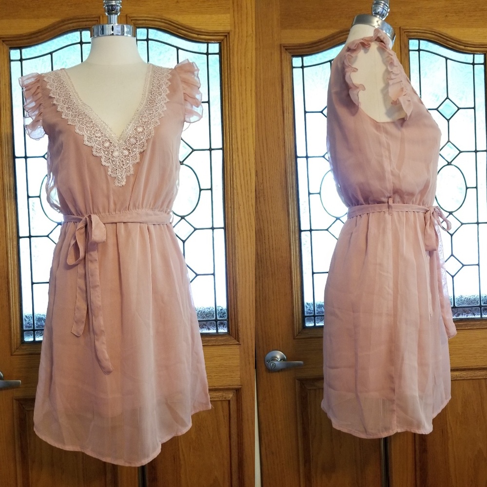Maxim Boho Fairy Chiffon Lace Trimmed Dress